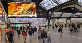 Youth for Human Righs Public Service Announcement showing at Zurich Main Station (Switzerland).
