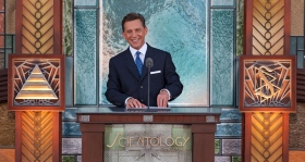 Mr. David Miscavige, ecclesiastical leader of the Scientology religion and Chairman of the Board of Religious Technology Center, presided at the ribbon cutting of the new Church of Scientology of Pasadena.